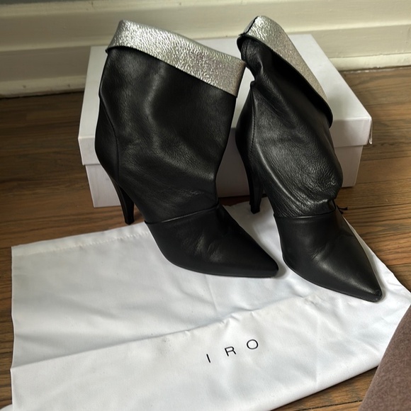 IRO Women's Black and Silver Leather Boots - Picture 6 of 9